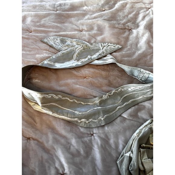 1980’s Med/Large Terry And Toni Designer Cream And Gold Leather Jacket Plus - Picture 10 of 11